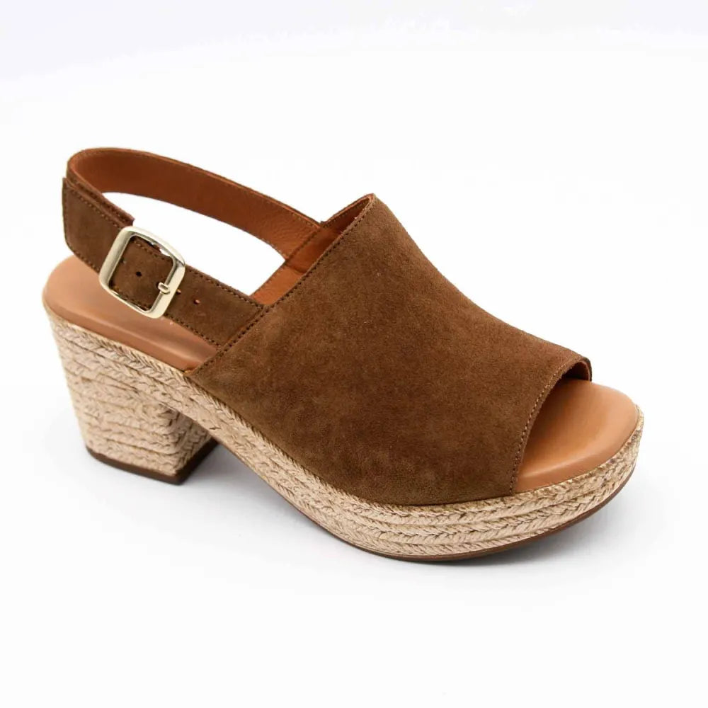 SANDALE NICE CUIR-VELOURS MARRON