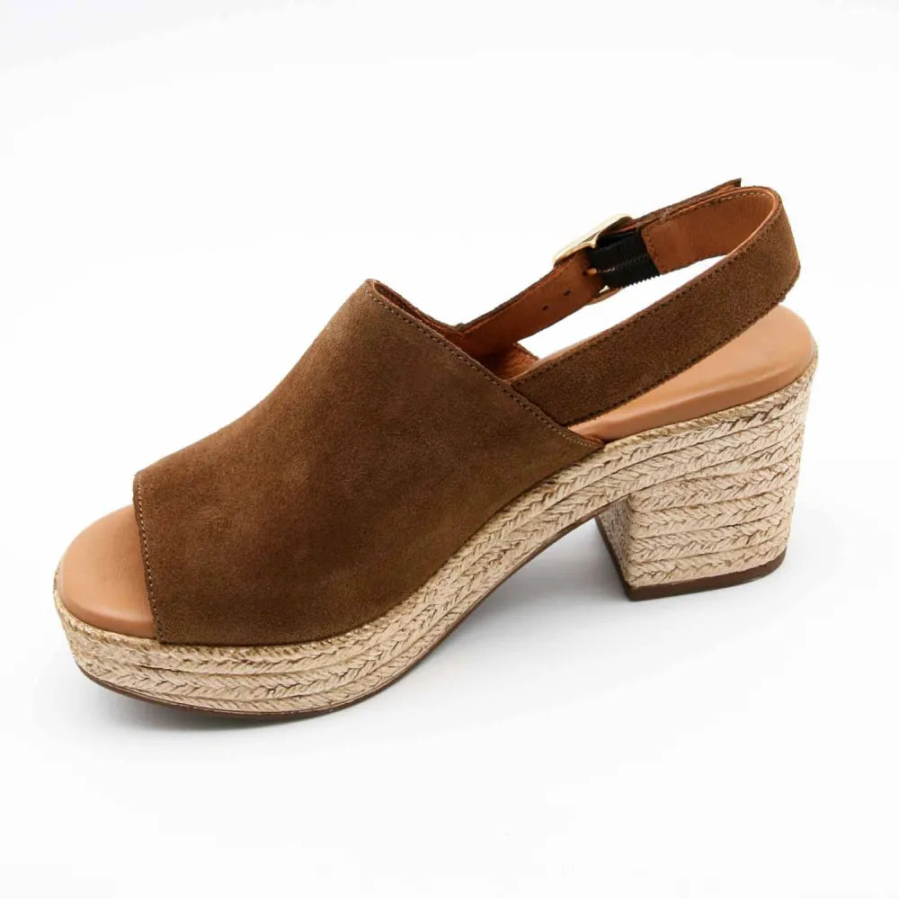 SANDALE NICE CUIR-VELOURS MARRON