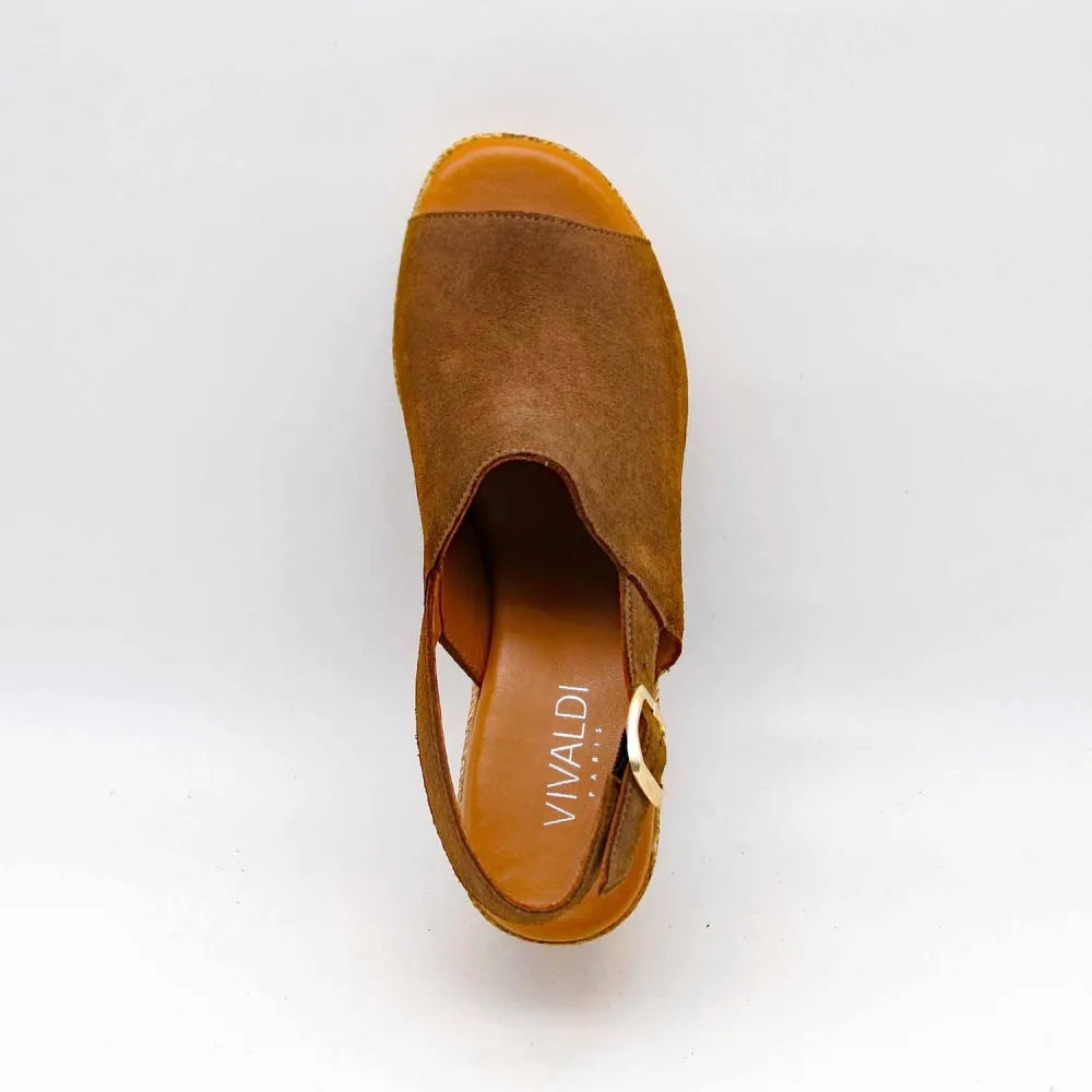 SANDALE NICE CUIR-VELOURS MARRON