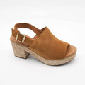 SANDALE NICE CUIR-VELOURS COGNAC