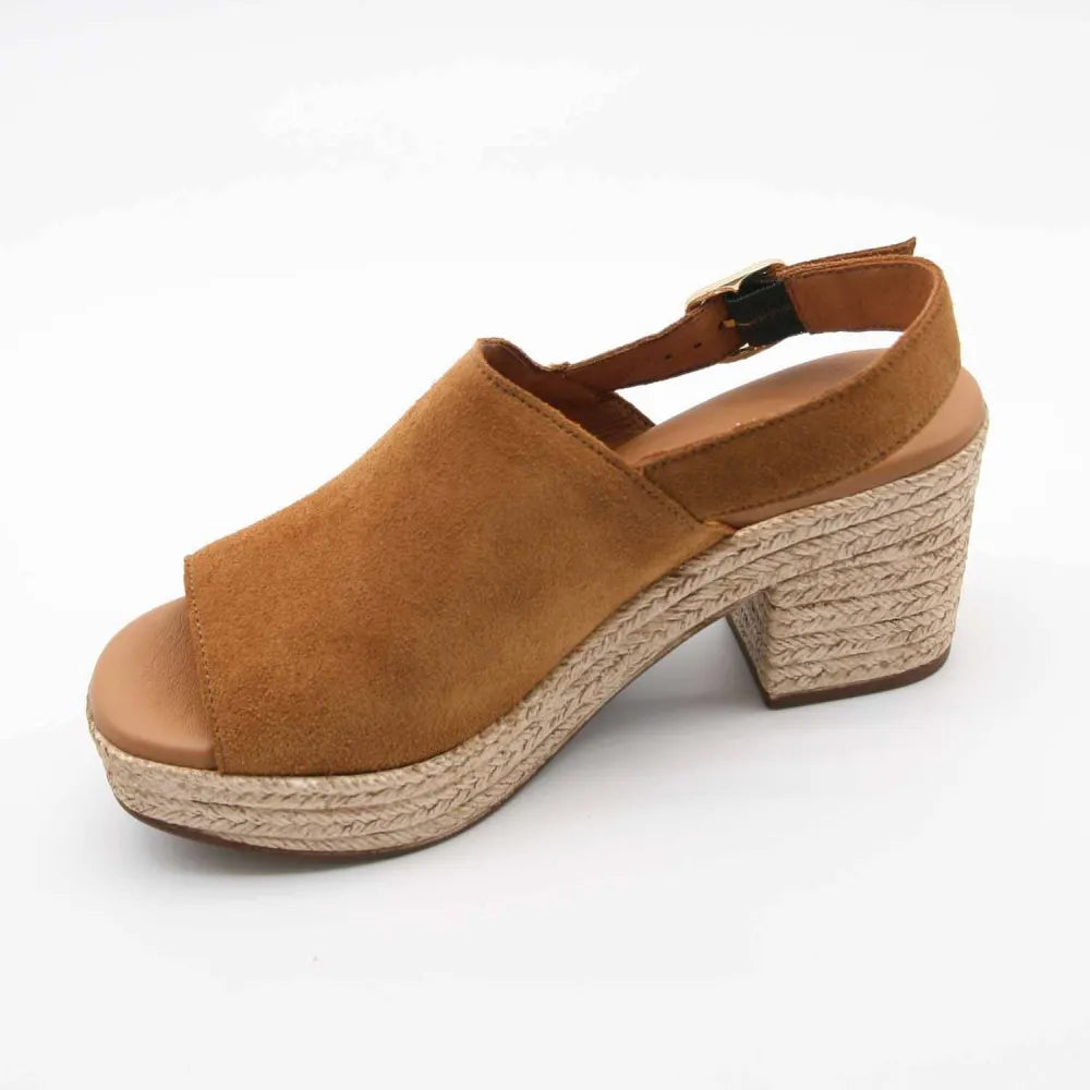 SANDALE NICE CUIR-VELOURS COGNAC