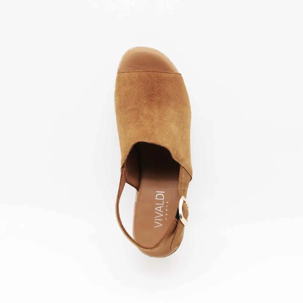 SANDALE NICE CUIR-VELOURS COGNAC