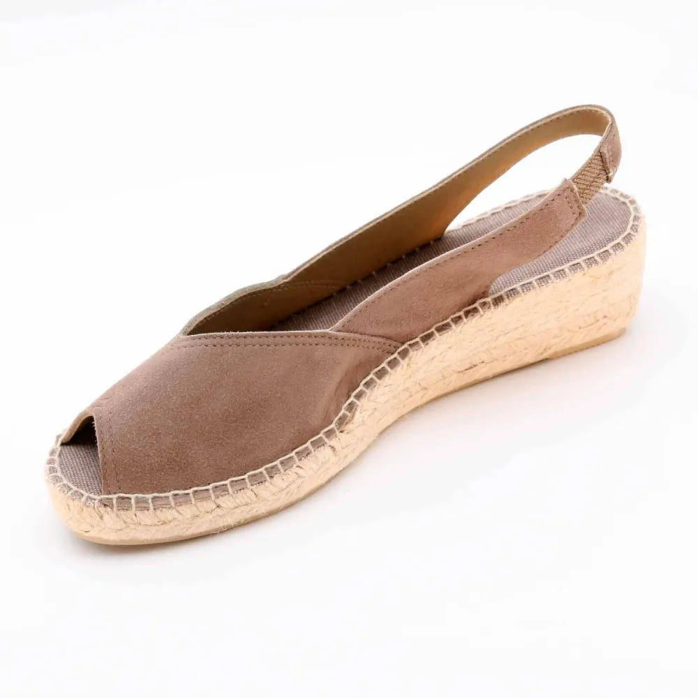 SANDALE ESPADRILLE BERNIA-A CUIR-VELOURS TAUPE