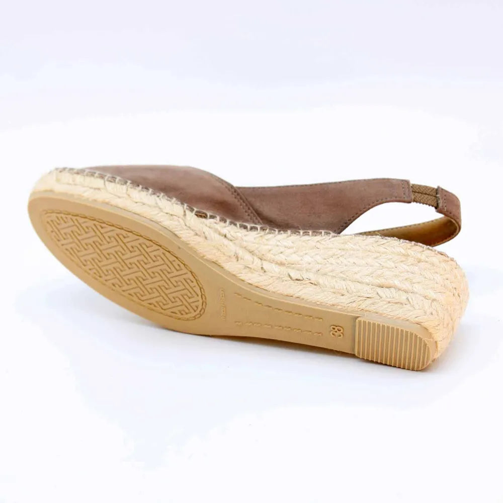 SANDALE ESPADRILLE BERNIA-A CUIR-VELOURS TAUPE