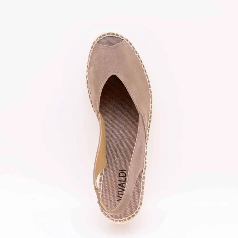 SANDALE ESPADRILLE BERNIA-A CUIR-VELOURS TAUPE