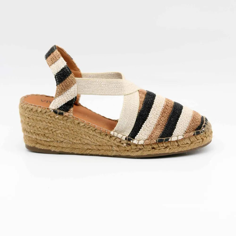 SANDALE ESPADRILLE COMPENSÉE TERRA-AB TOILE MARRON