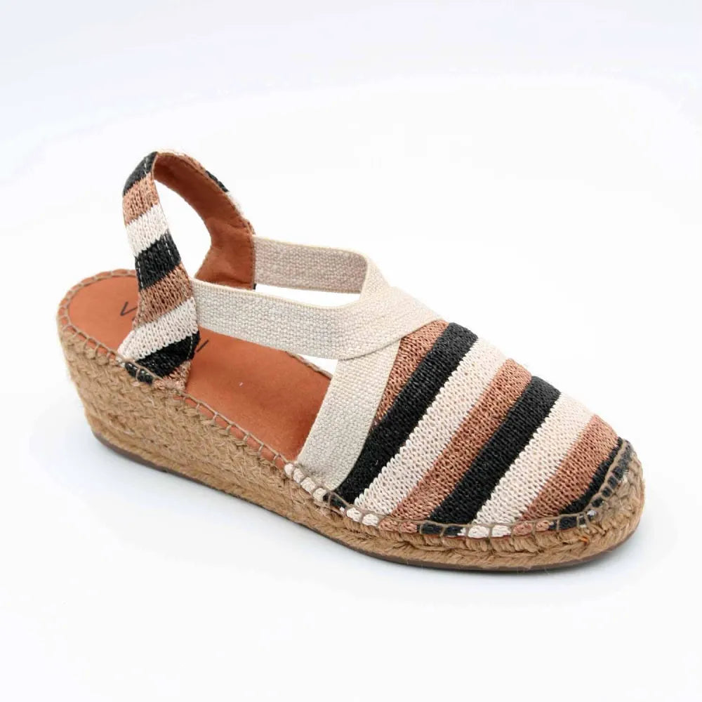 SANDALE ESPADRILLE COMPENSÉE TERRA-AB TOILE MARRON