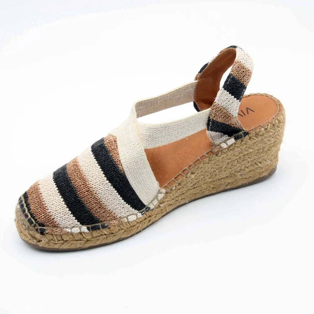 SANDALE ESPADRILLE COMPENSÉE TERRA-AB TOILE MARRON