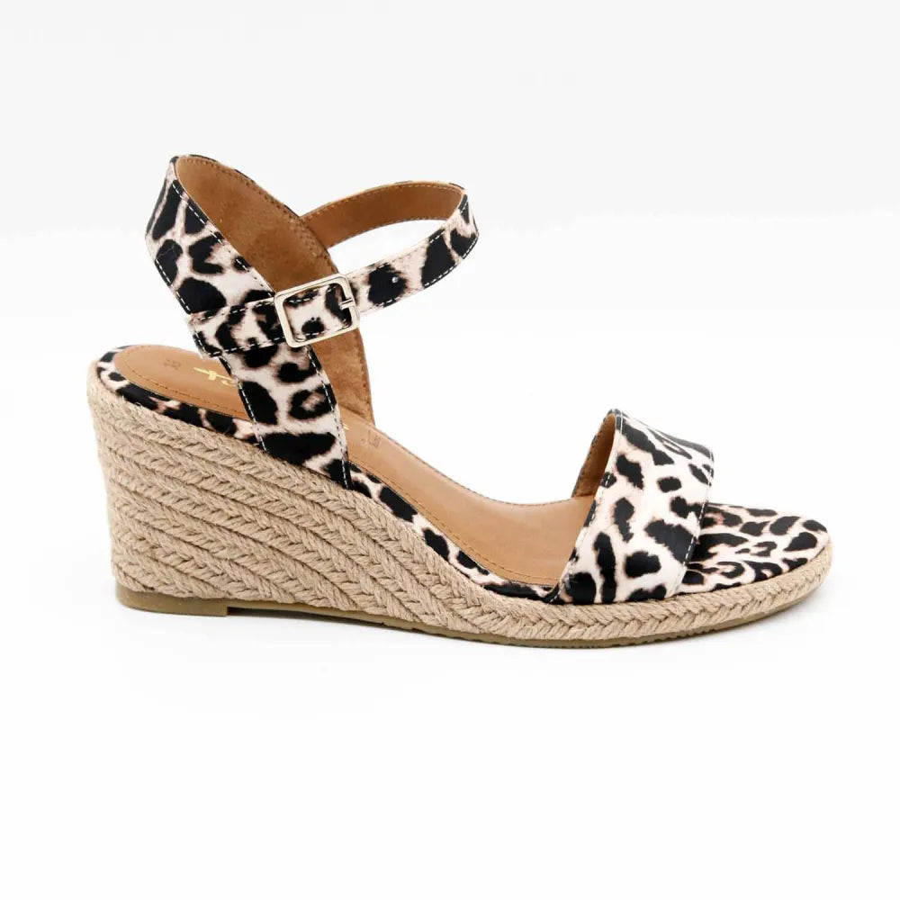 SANDALE COMPENSÉE TAMARIS 28300 TOILE-LEOPARD