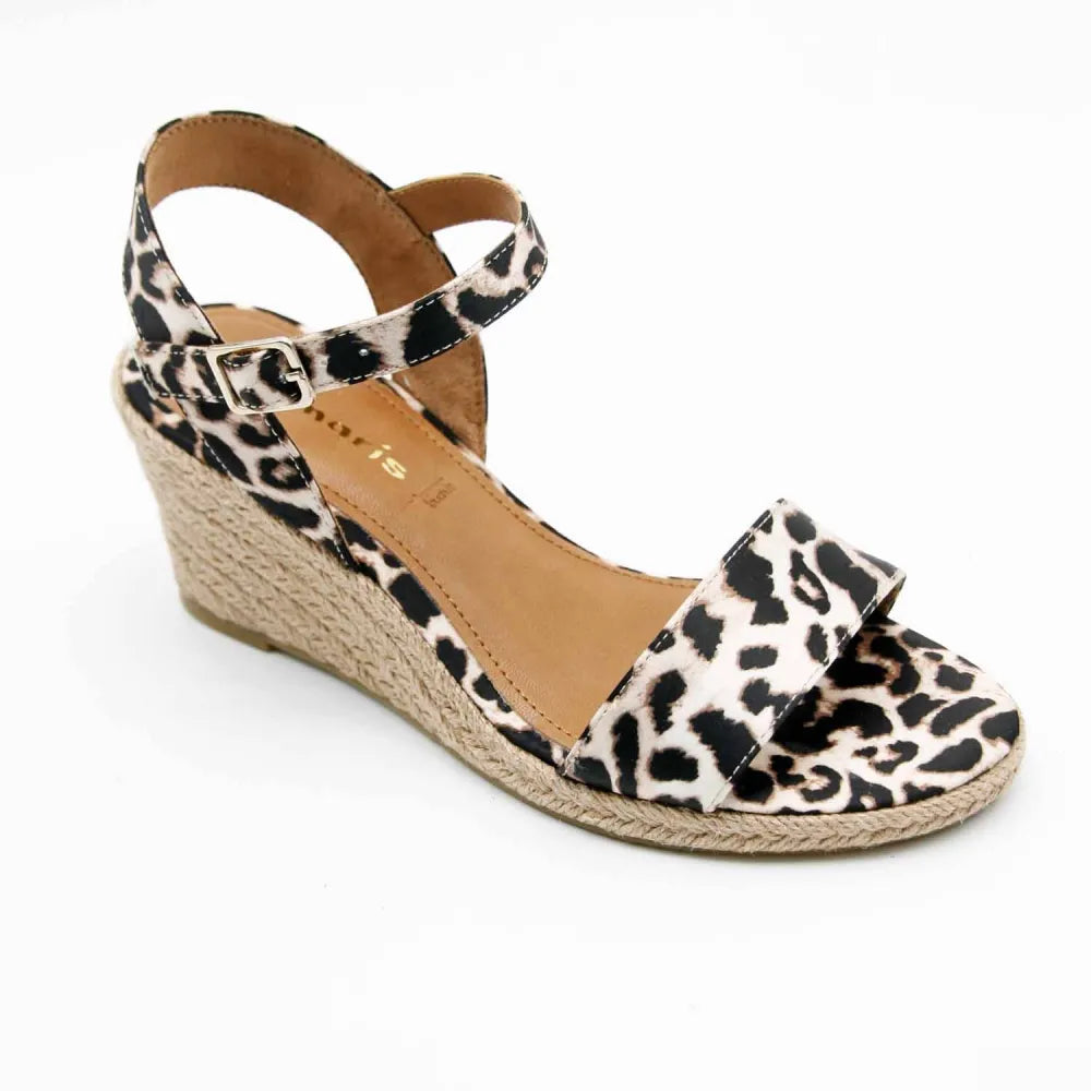SANDALE COMPENSÉE TAMARIS 28300 TOILE-LEOPARD