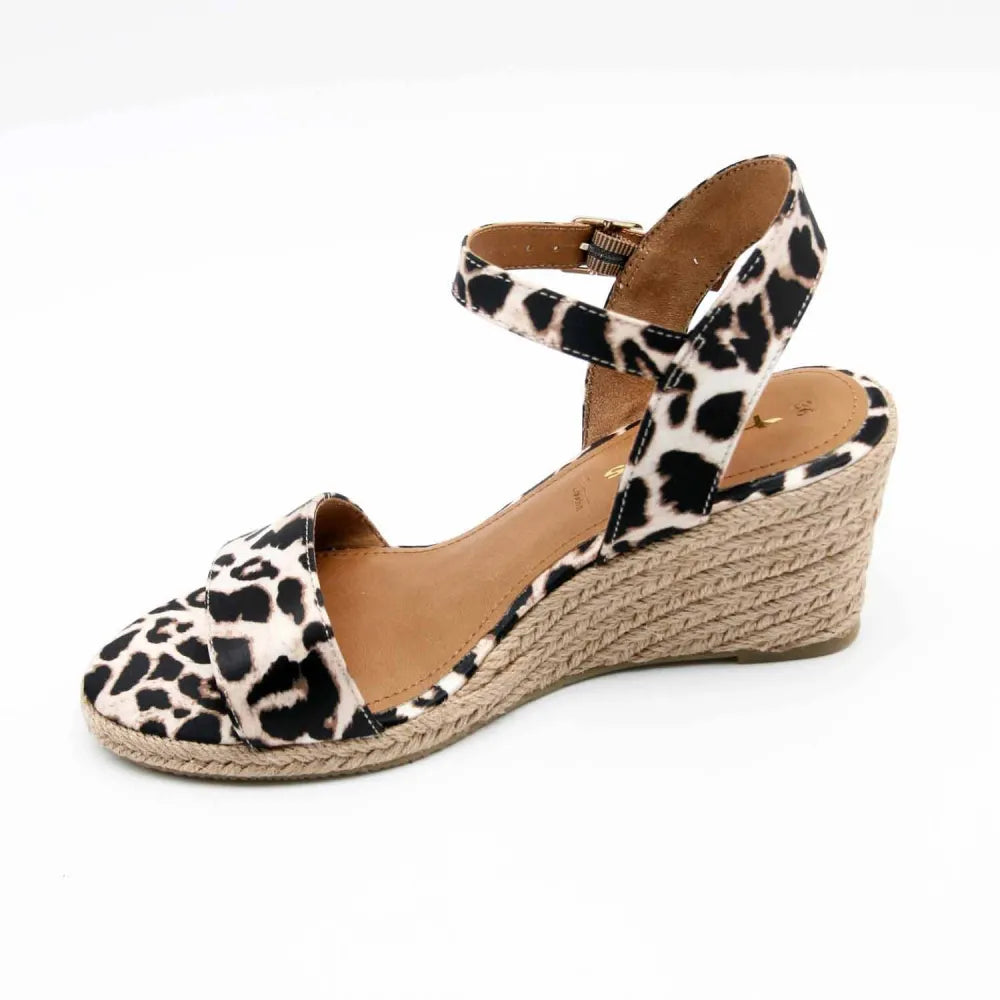 SANDALE COMPENSÉE TAMARIS 28300 TOILE-LEOPARD