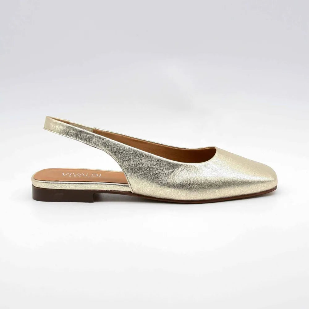 BALLERINES MONTAIGNE CUIR METALLISE PLATINE