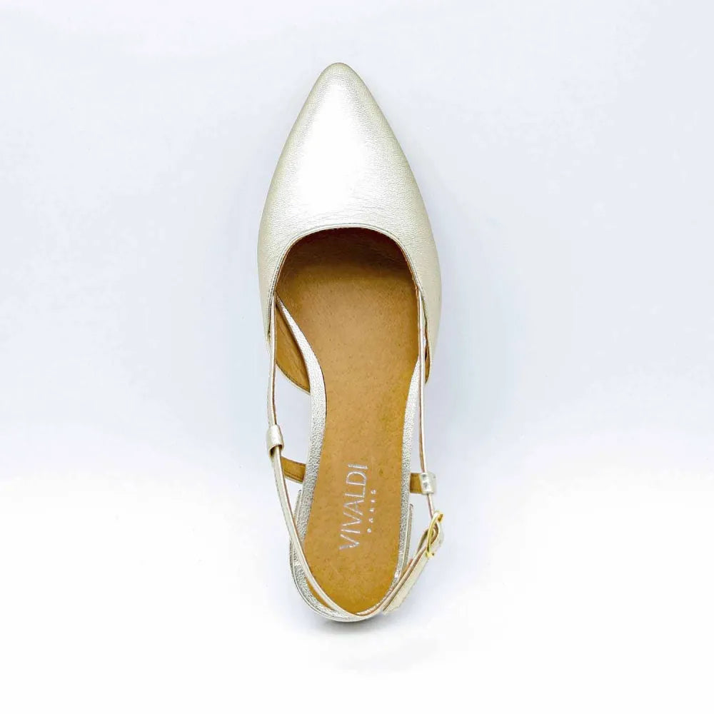 ESCARPIN SLINGBACK MANON CUIR METALLISE PLATINE