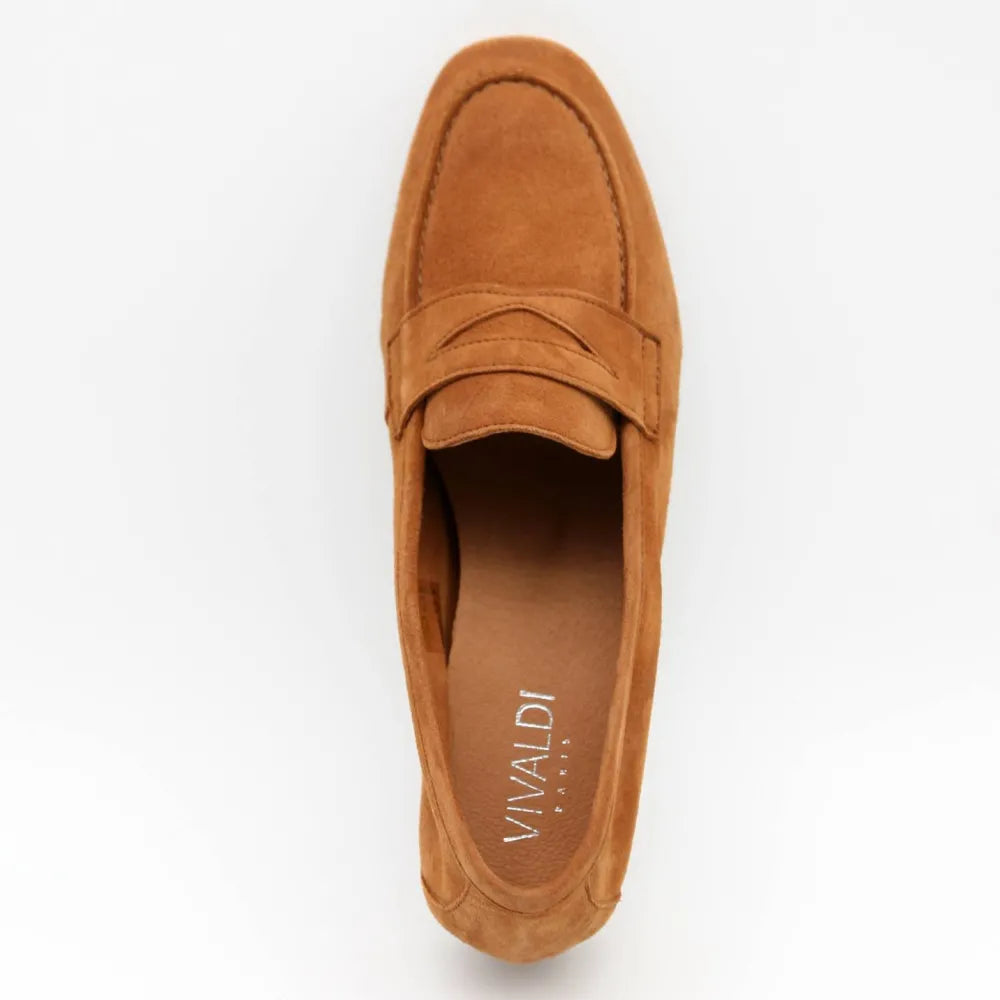 MOCASSIN POSITANO CUIR-VELOURS COGNAC
