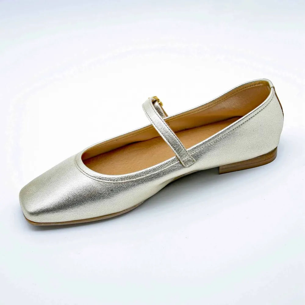 BALLERINE BABIES LOU CUIR-METALLISE PLATINE