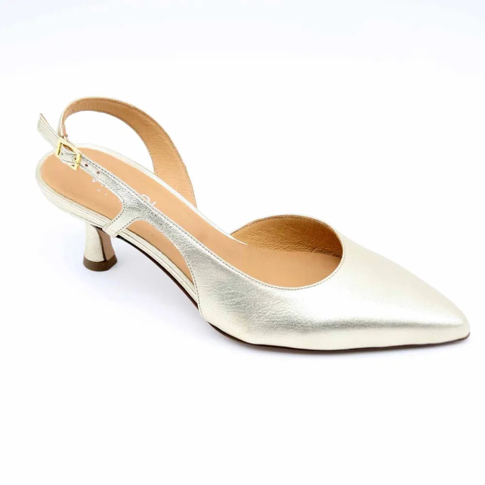 ESCARPIN SLINGBACK ROXANE CUIR-METALLISE PLATINE