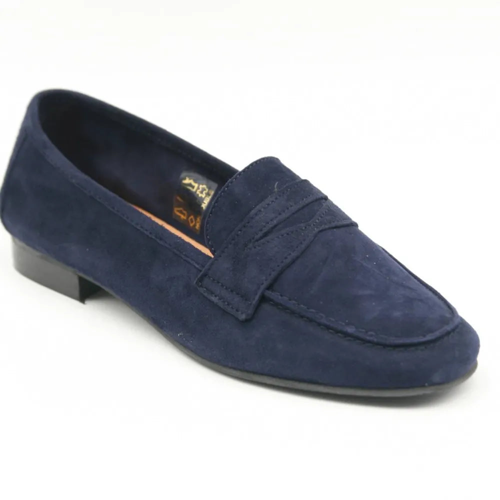 MOCASSIN POSITANO CUIR VELOURS MARINE