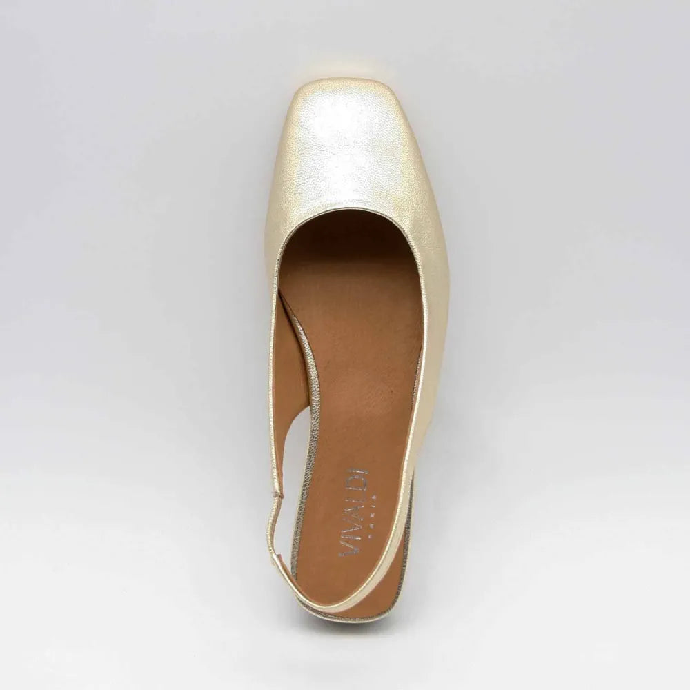 BALLERINES MONTAIGNE CUIR METALLISE PLATINE
