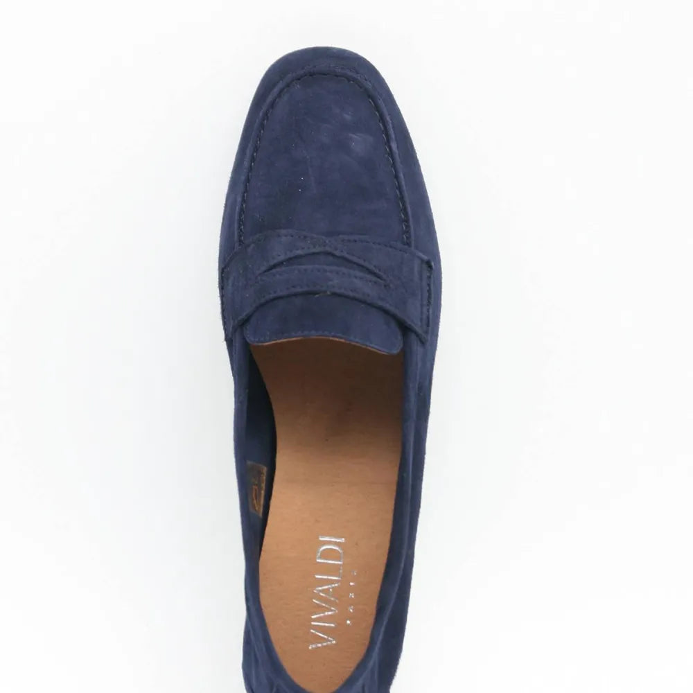 MOCASSIN POSITANO CUIR VELOURS MARINE