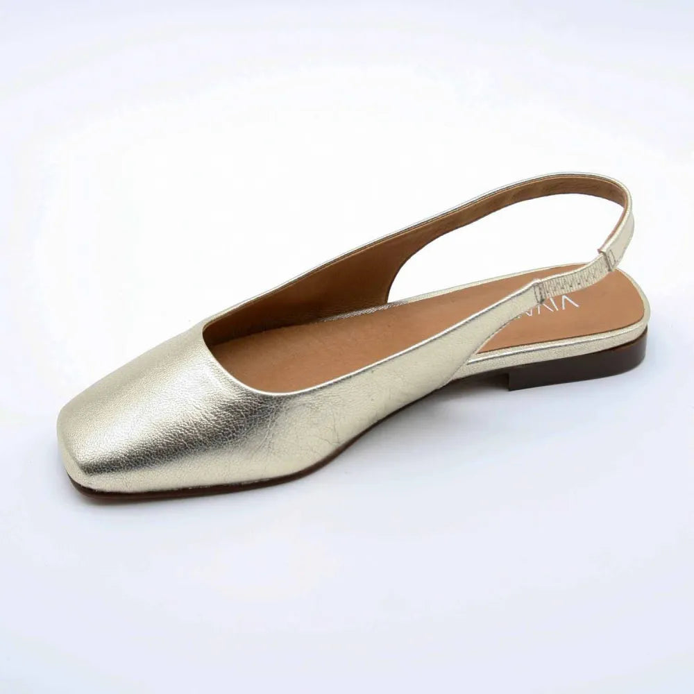BALLERINES MONTAIGNE CUIR METALLISE PLATINE