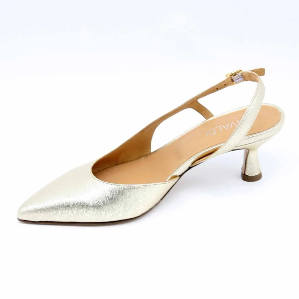 ESCARPIN SLINGBACK ROXANE CUIR-METALLISE PLATINE