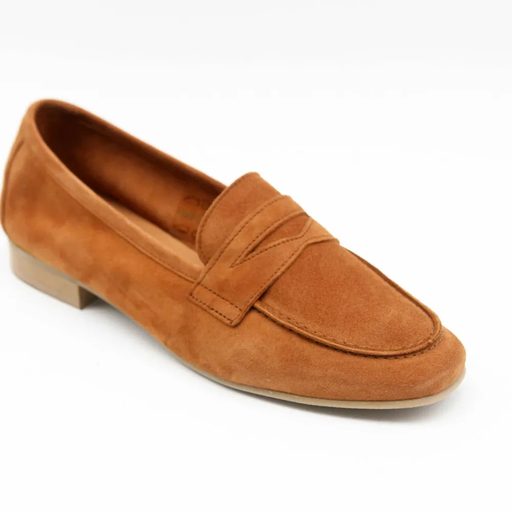 MOCASSIN POSITANO CUIR-VELOURS COGNAC