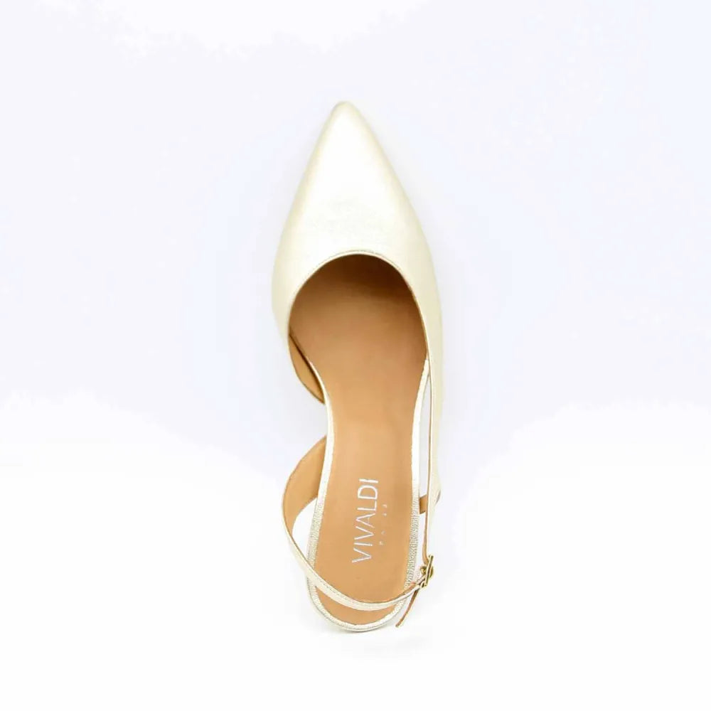 ESCARPIN SLINGBACK ROXANE CUIR-METALLISE PLATINE