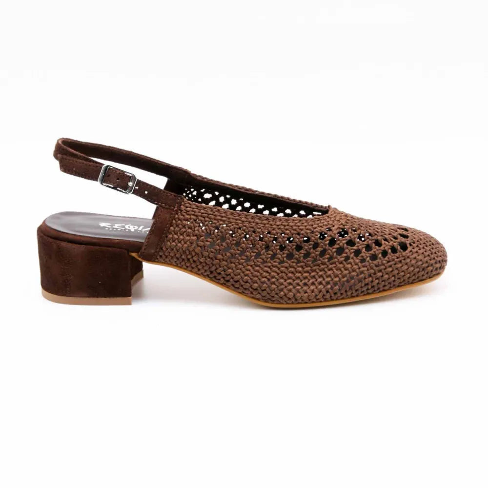 ESCARPIN SLINGBACK REQINS RAVEL SYNTHETIQUE MARRON