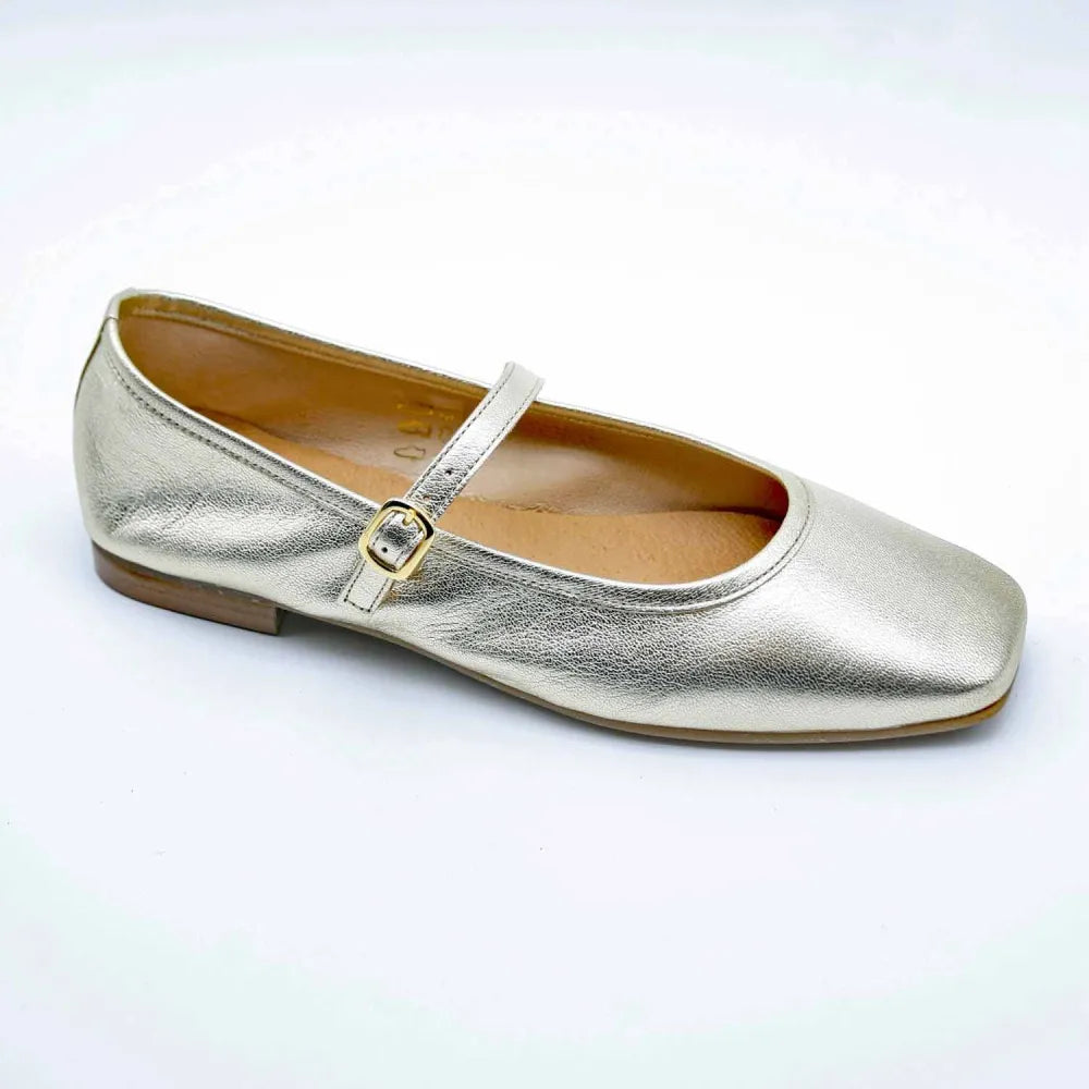 BALLERINE BABIES LOU CUIR-METALLISE PLATINE