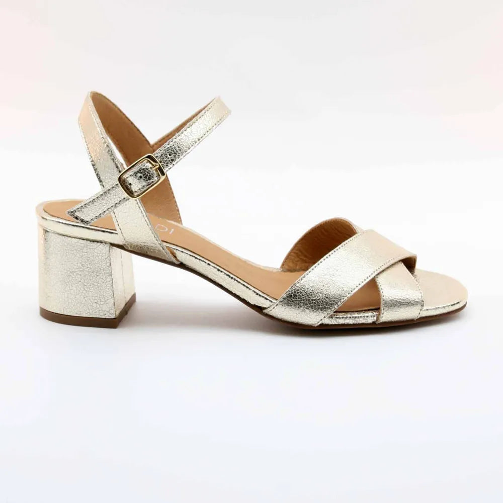SANDALES FORTUNA CUIR-METALLISE PLATINE